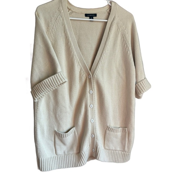Lands End Cream Colored Button Front Cardigan Women’s Size XL - Picture 2 of 10